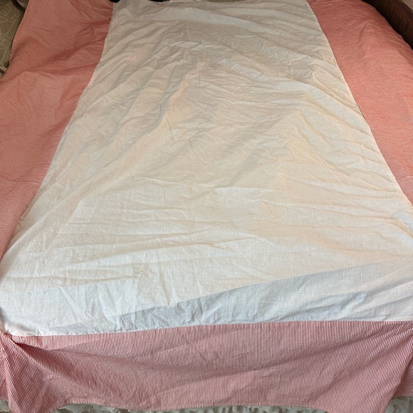 VTG Ralph Lauren Twin Striped Cotton Pleated Dust Ruffle Bedskirt Rustic Cottage - Picture 1 of 16